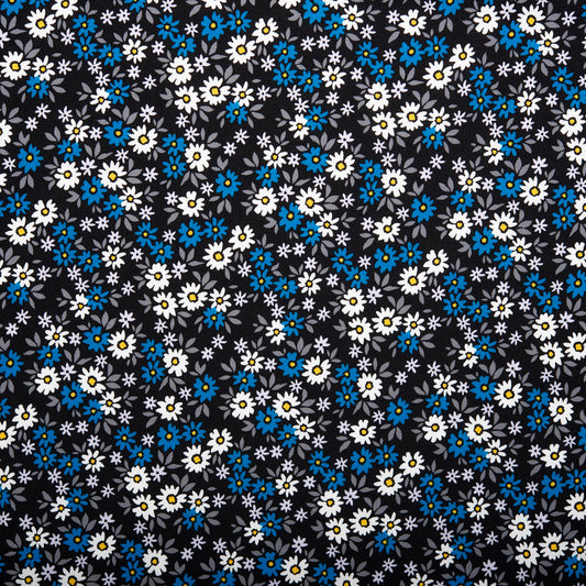 ITY Knit - CHARLOTTE - Daisies - Black / Blue