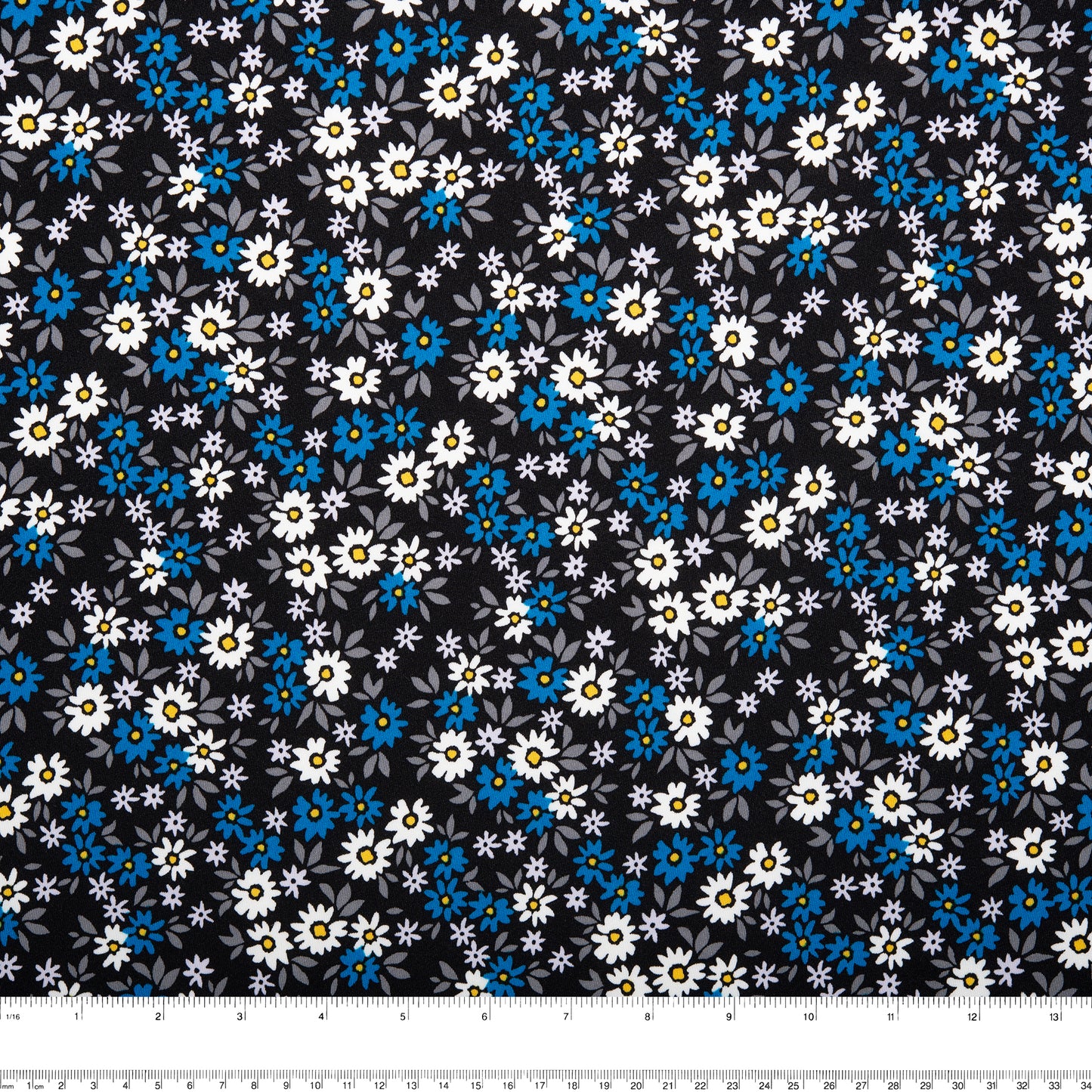 ITY Knit - CHARLOTTE - Daisies - Black / Blue