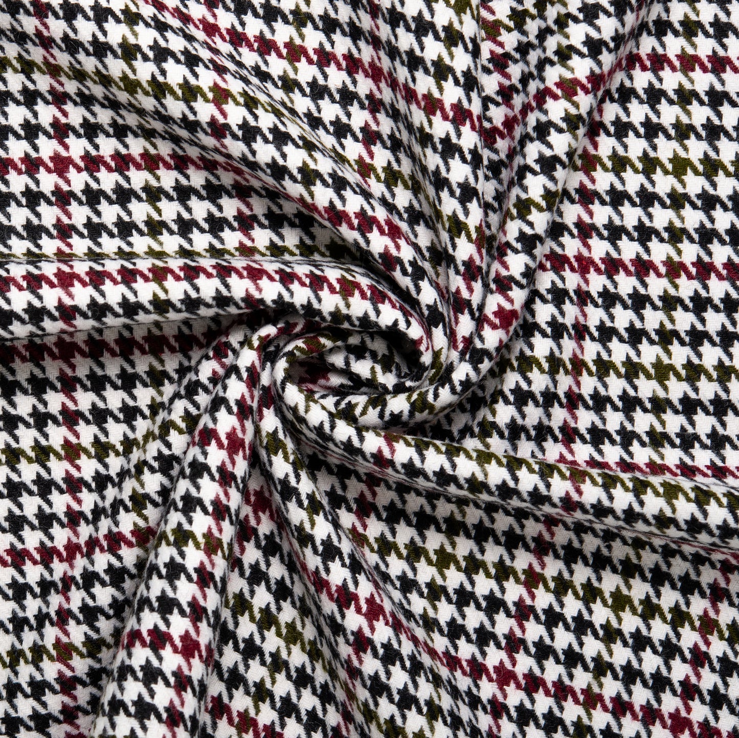 Yarn-dyed wool - ITALIANO - Houndstooth - White / Burgundy